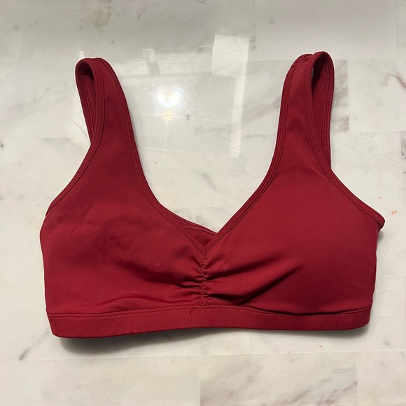 Dark Red U-Back Scrunched Sports Bra - Picture 4 of 4